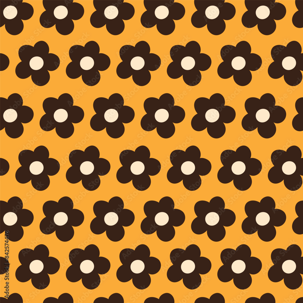 Nostalgic 60s and 70s retro background. Groovy flower power seamless pattern. Vintage hippie vector floral all over surface print. Ditsy grid wallpaper Nostalgic 60s and 70s retro background. Groovy flower power seamless pattern. Vintage hippie vector floral all over surface print. Ditsy grid wallpaper