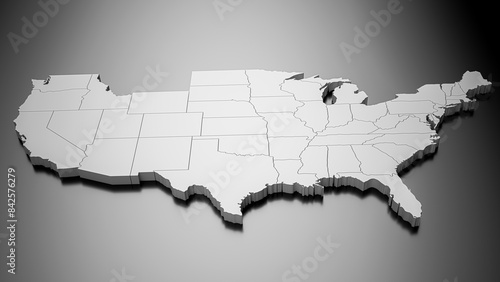 3D Rendering of USA Map on Reflective Surface