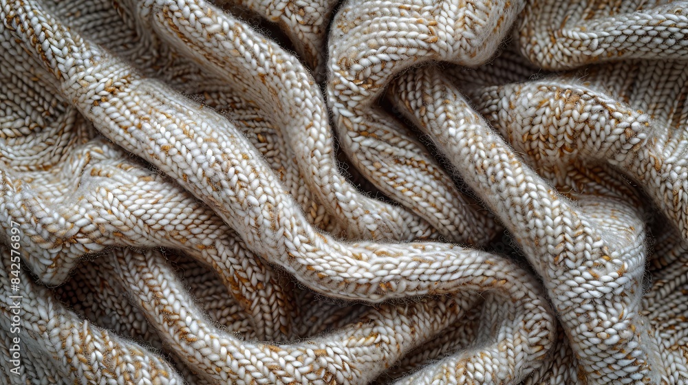 Fototapeta premium Beige melange knitting fabric textured background