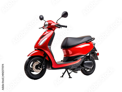 a red scooter with black seat photo