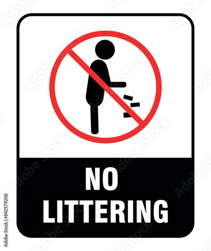 No Littering Sign Vector Illustration - High-Quality Design Isolated on White Background