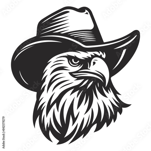 Cowboy Eagle with Hat Illustration