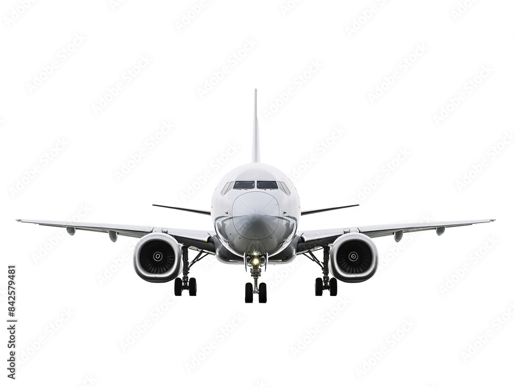 a white airplane with its landing gear down a white airplane with its landing gear down