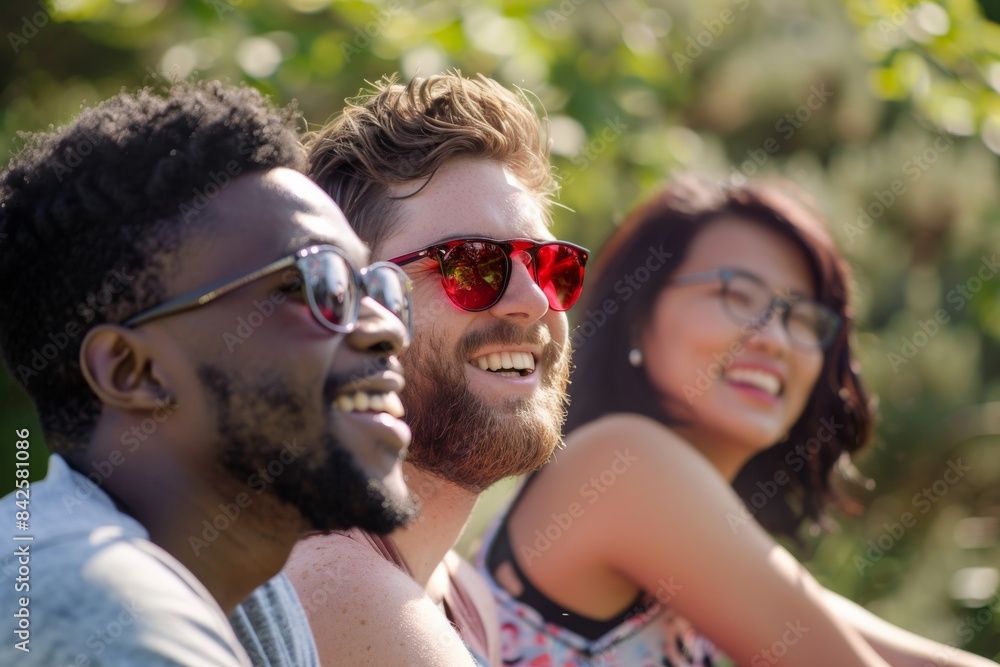 Group of friends having fun in the park on a sunny day. Group of friends having fun in the park on a sunny day.