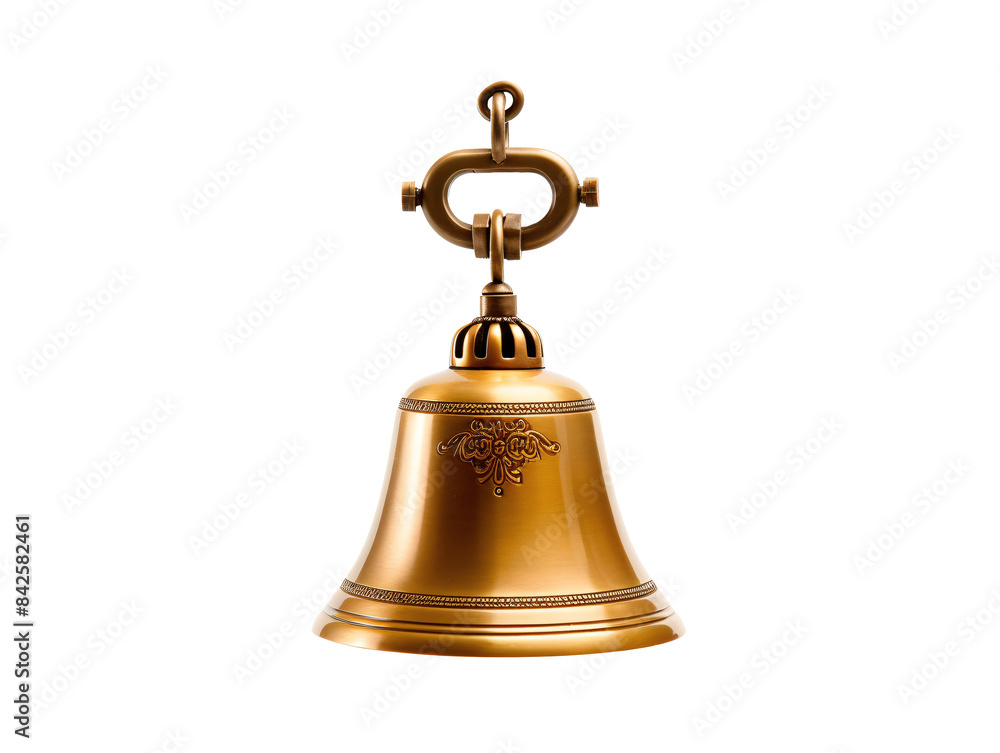 a gold bell with a handle a gold bell with a handle