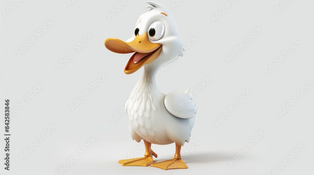 Obraz premium A 2d image of a cartoon duck on a white background is ready for illustration