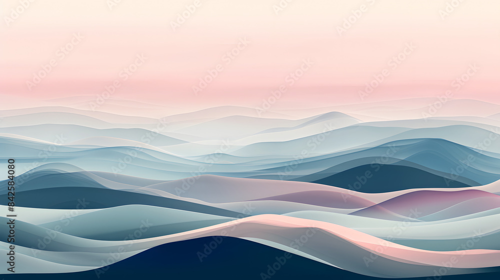 Abstract landscape with gentle hills in subdued hues. Soft color transitions. Natural contours. Flowing lines. Abstract landscape with gentle hills in subdued hues. Soft color transitions. Natural contours. Flowing lines.