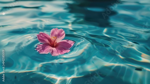 Close up shot of a flower floating on the pool AI generated