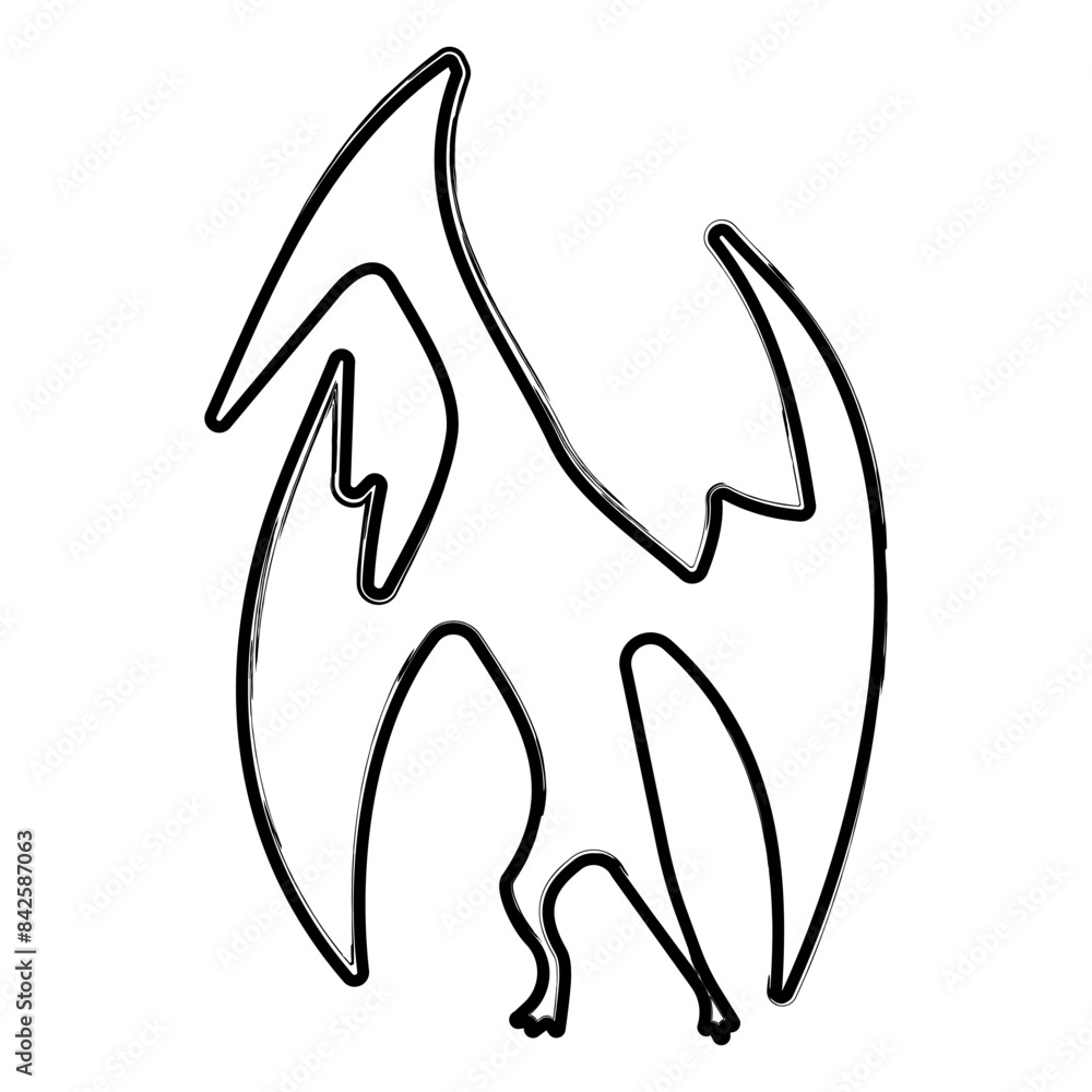 pterodactyl brush strokes on a white background. Vector illustration. pterodactyl brush strokes on a white background. Vector illustration.