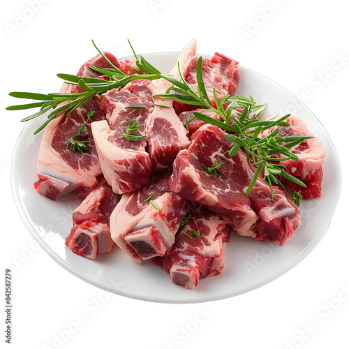 [Transparent Background PNG]Fresh raw lamb chops with rosemary photo