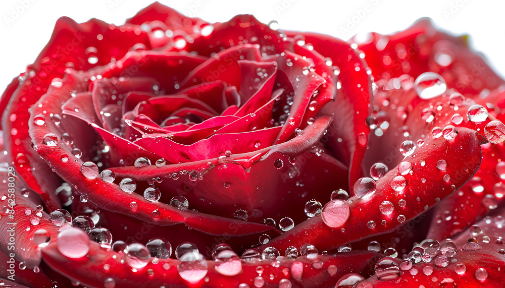 red rose flower in water drops