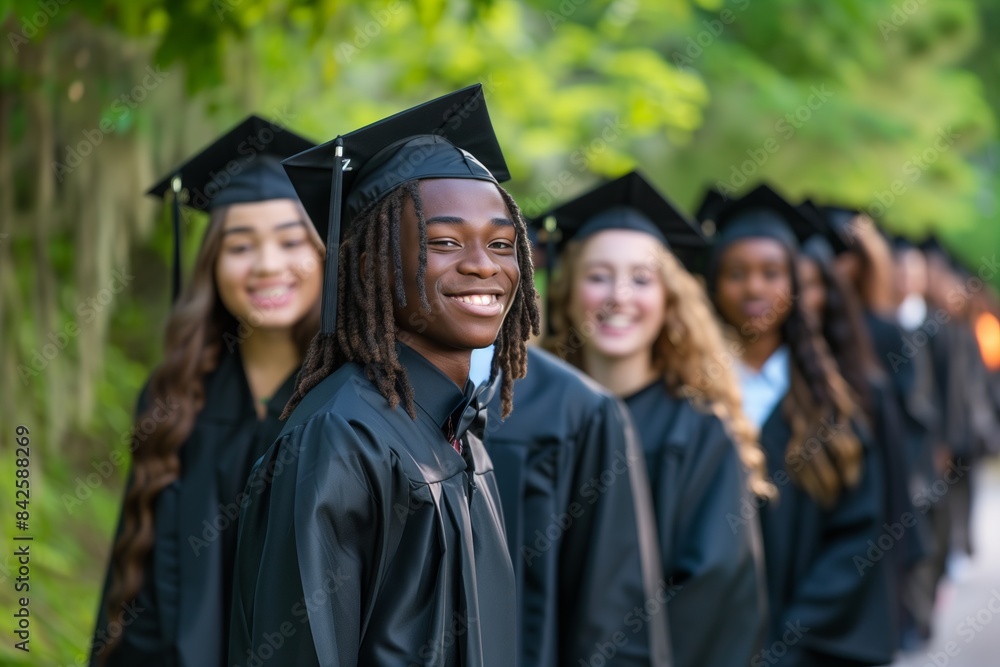 Group of Graduates Smiling Outdoors Group of Graduates Smiling Outdoors