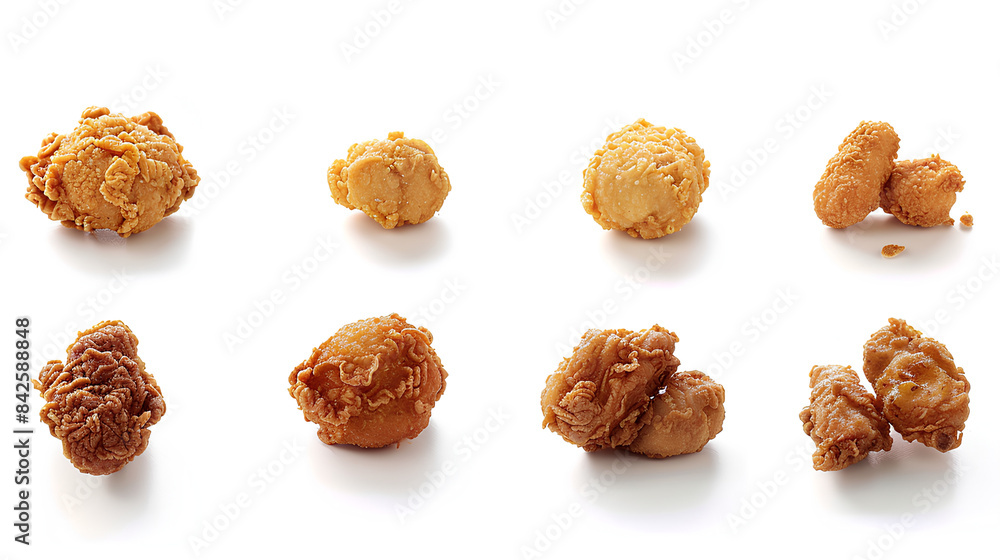 Collection set of fried chicken nugget isolated on white background Collection set of fried chicken nugget isolated on white background