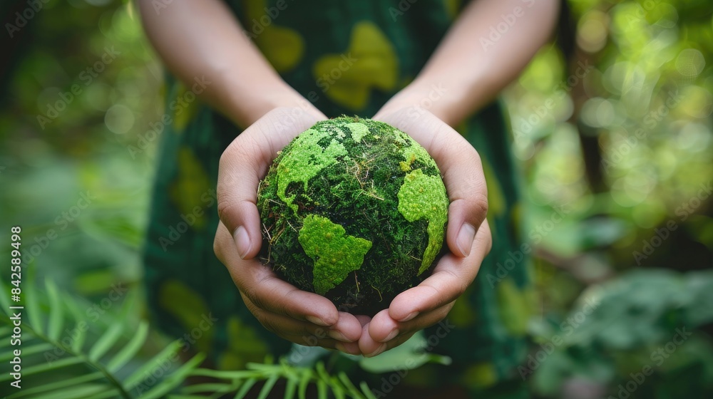 Earth covered in lush green foliage, symbolizing environmental consciousness and sustainability Earth covered in lush green foliage, symbolizing environmental consciousness and sustainability