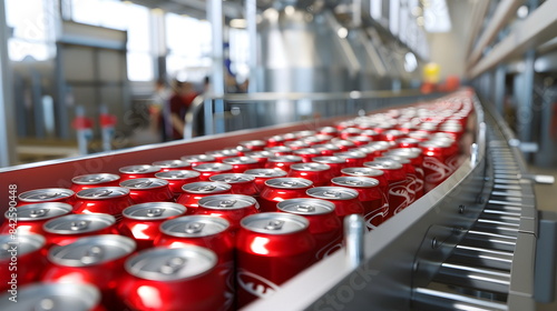 Automated Beverage Production Line Industrial Conveyor Aluminum Cans Factory Interior