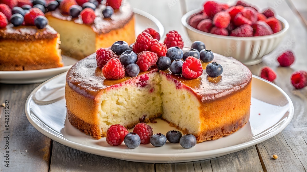 No-Bake Raspberry And Blueberry Cheesecake With Fresh Berries On Top. No-Bake Raspberry And Blueberry Cheesecake With Fresh Berries On Top.