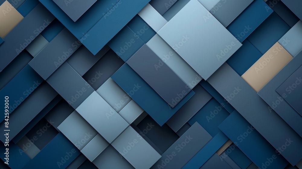 Abstract Geometric Pattern of Interlocking Blue and Beige Squares and Rectangles with a 3D Effect Abstract Geometric Pattern of Interlocking Blue and Beige Squares and Rectangles with a 3D Effect