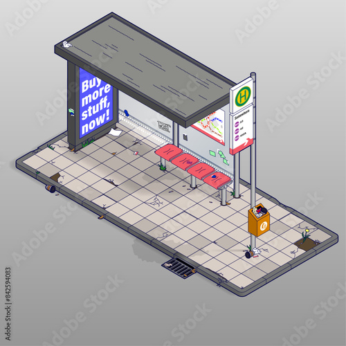 Isometric tram station