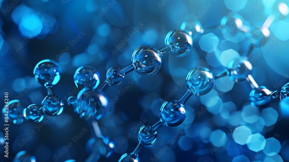 Abstract Blue Molecular Structure on a Soft Blue Background Abstract Blue Molecular Structure on a Soft Blue Background