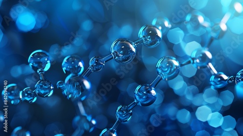 Abstract Blue Molecular Structure on a Soft Blue Background