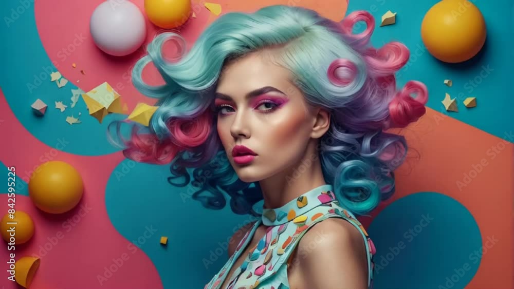 Fashionable girl with colored hair Fashionable girl with colored hair
