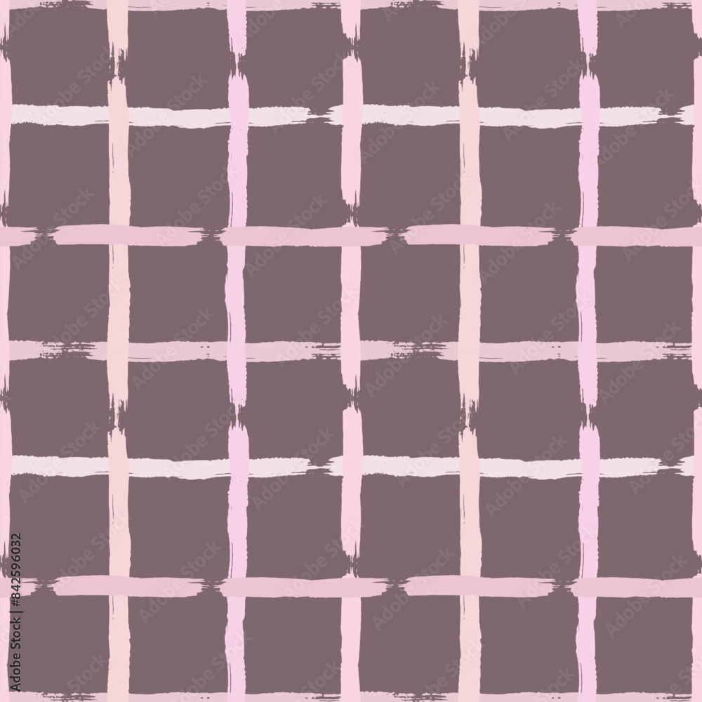 Naklejka premium Hand drawn grunge texture checkered vector seamless pattern. Abstract background with pastel colors brush strokes.