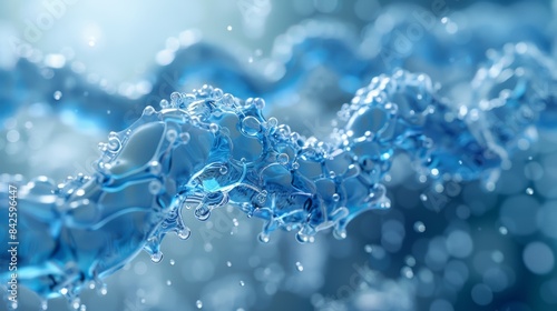 Abstract Blue Water Splash with Bokeh Background, a Captivating Macro Photography of Liquid Dynamics
