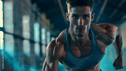 Muscular Man in a Gym Setting