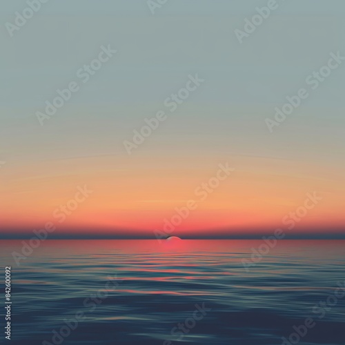 Simple horizon  sunset colors  wide frame  minimalist design for serene background