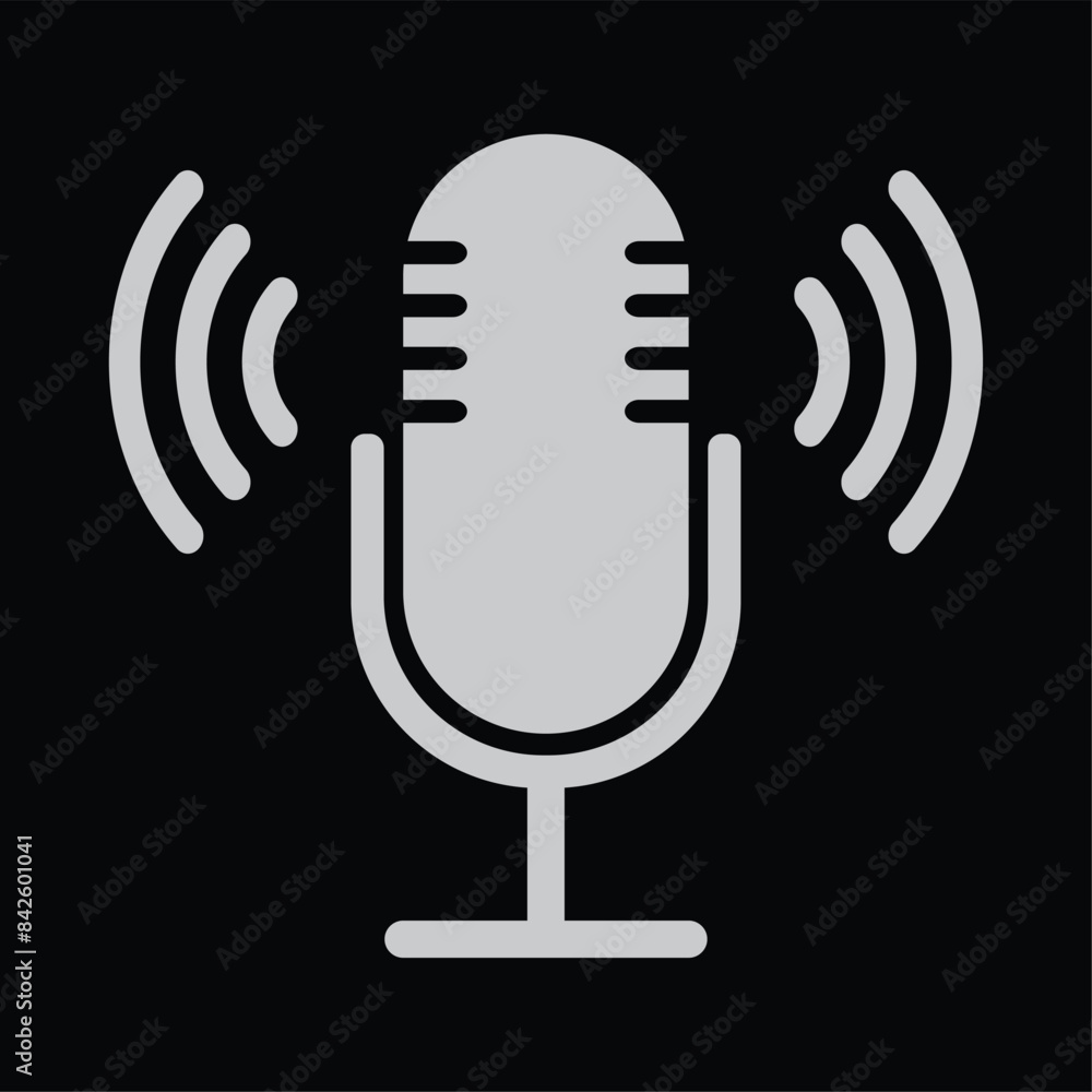 The microphone brown icon isolated on a black background. Logo ...