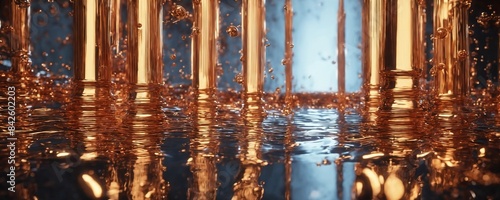 Wallpaper Mural there are many gold tubes with water in them on the floor Torontodigital.ca