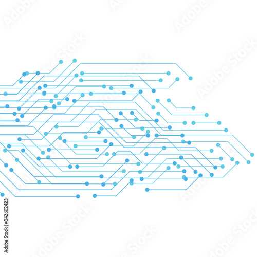Blue circuit board hi technology background. Networking technology circuit board abstract lines communication. Vector illustration