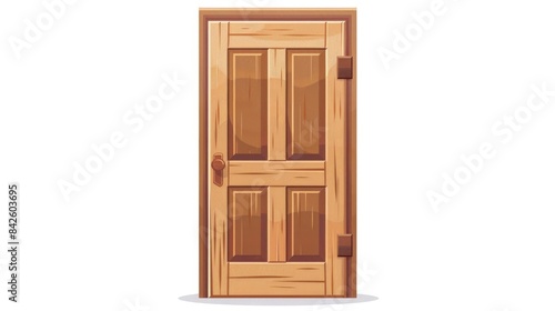 Brown wooden door icon featuring angled wood furniture