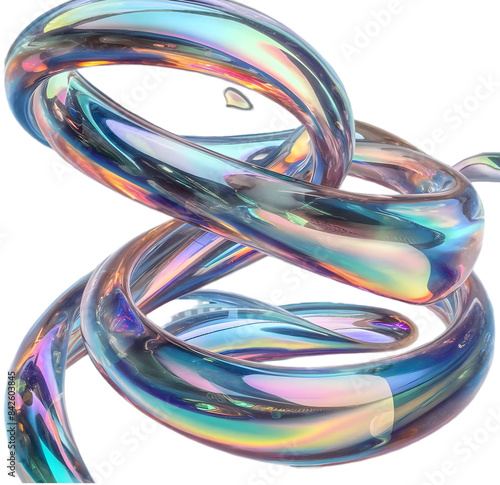 Wallpaper Mural 3D iridescent glass ribbon shape, twisting gracefully, isolated on transparent background Torontodigital.ca