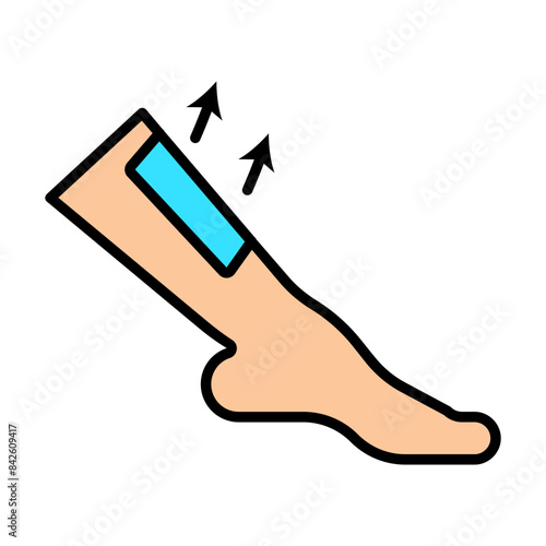 Hair removal icon. Leg with razor, depilation, smooth skin, grooming, personal care, hygiene, beauty, shaving.