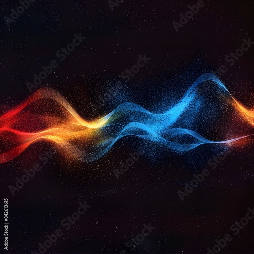 A blue and red wave of light is shown on a black background
