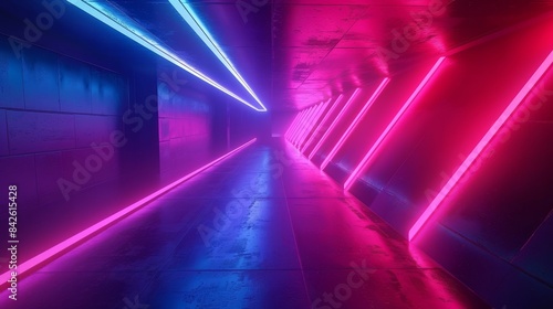 Wallpaper Mural warp tunnel to a digital future with colored light shining along a beams of bright royal blue and hot pink, in the style of kodak aerochrome, hard-edged lines of blueprint buildings, poured resin, smi Torontodigital.ca