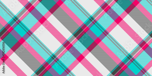 Marriage plaid fabric tartan, graph check texture vector. Package background seamless textile pattern in white and dark turquoise colors.