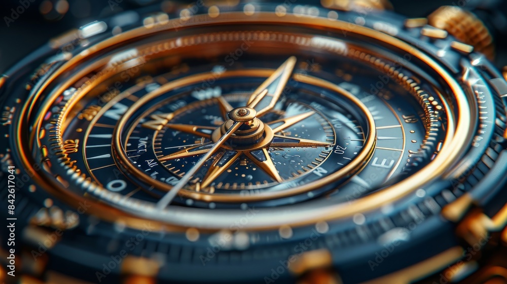 compass, 3D, Photorealistic, Crystal material, product design, clean background trending,