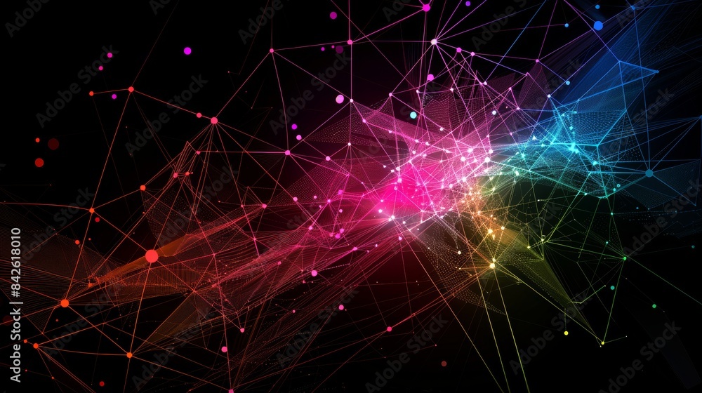 an Internet based corporate graph black background, bright colours an Internet based corporate graph black background, bright colours