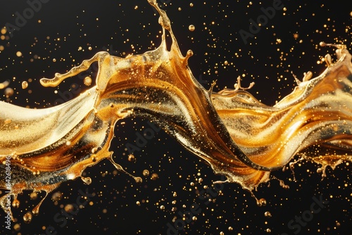 hiny gold liquid splash, metallic wave, swirl, cosmetic oil, golden splashing clip art photo