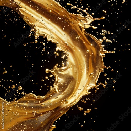 hiny gold liquid splash, metallic wave, swirl, cosmetic oil, golden splashing clip art photo