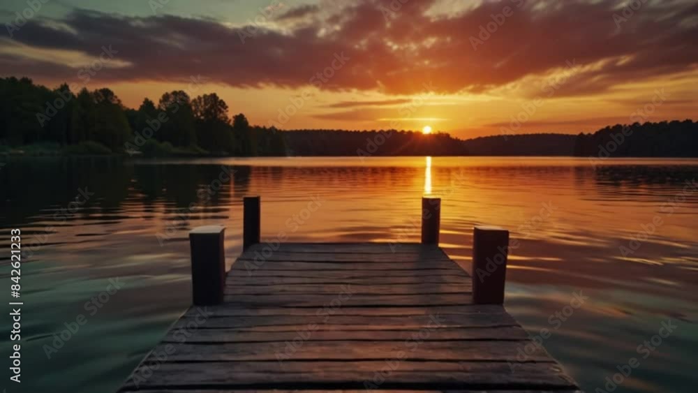 wooden bridge on the lake with sunset view. seamless looping 4k video wooden bridge on the lake with sunset view. seamless looping 4k video