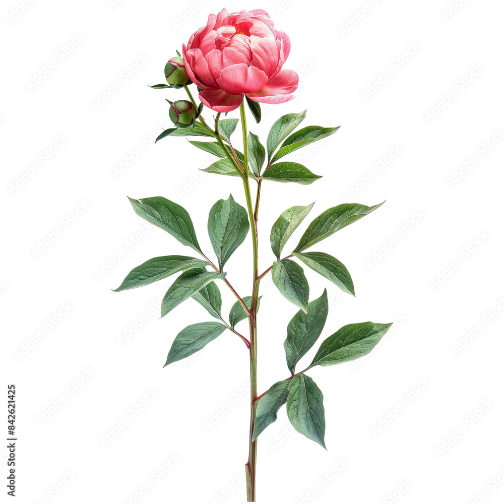 A single pink peony in full bloom stands out A single pink peony in full bloom stands out