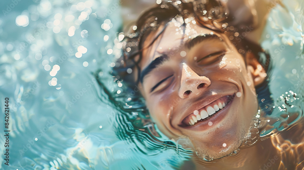 A person enjoying a summer day by the pool A person enjoying a summer day by the pool