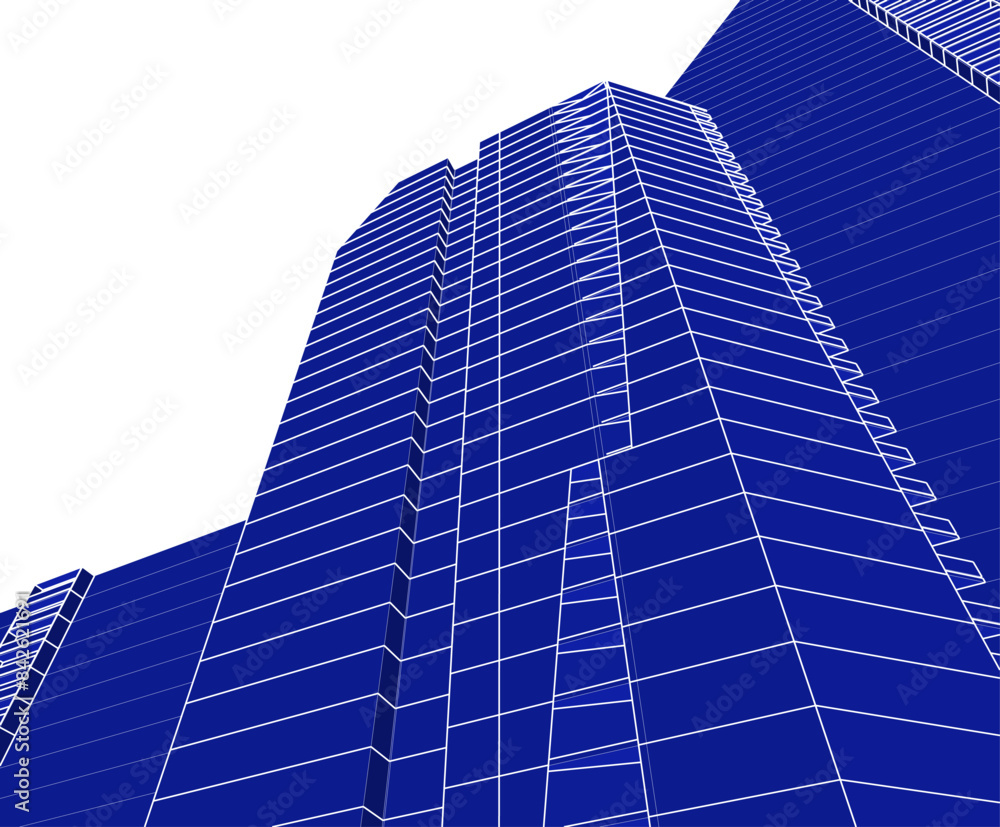 Obraz premium Modern architecture building vector 3d drawing