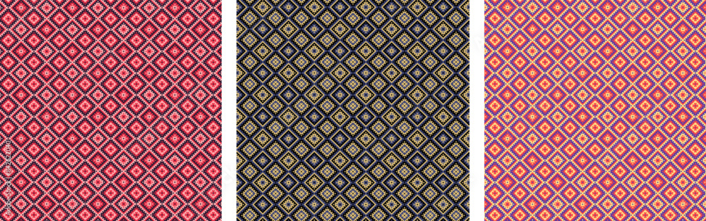 Pattern Tribal Square Art Pixel Style Pattern Tribal Square Art Pixel Style