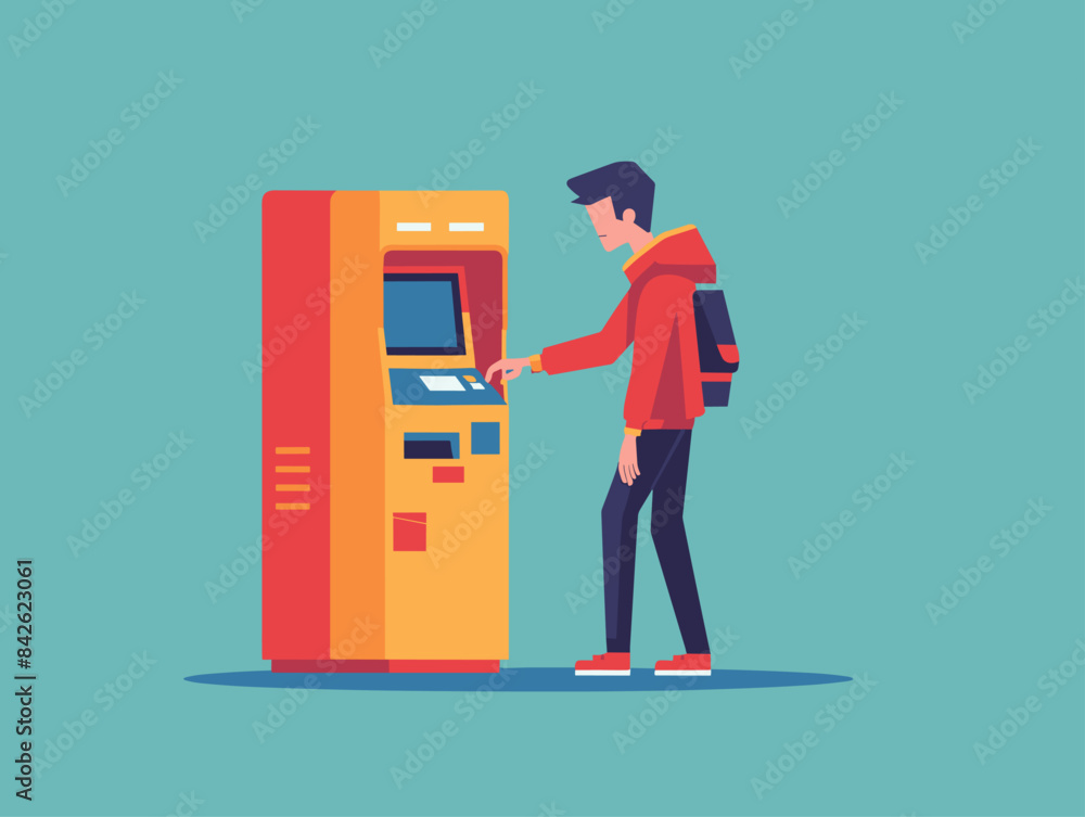 Flat Style ATM: Customer Service and Support on the Go Flat Style ATM: Customer Service and Support on the Go