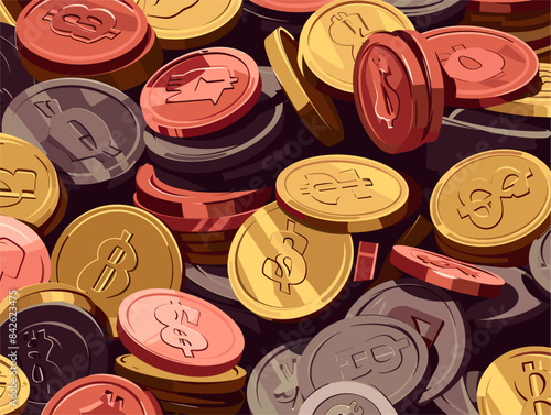 Golden Coins Cascading - Animated Illustration of Falling Money