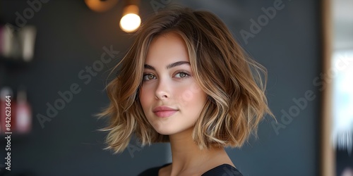 Stylish long bob with textured waves and subtle highlights for a modern look. Concept Hairstyle Inspiration, Long Bob, Textured Waves, Subtle Highlights, Modern Look photo